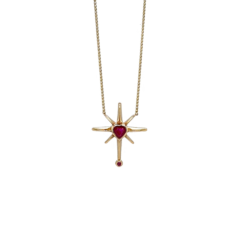 Star Ruby Heart Necklace